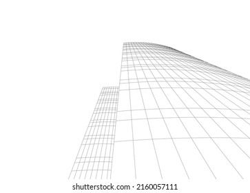 abstract architecture building vector 3d illustration