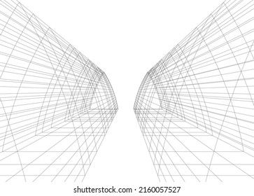 abstract architecture building vector 3d illustration