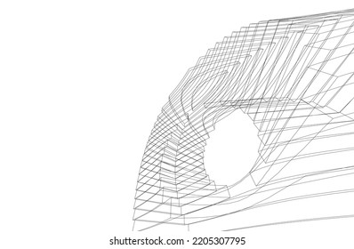 Abstract architecture building vector 3d illustration