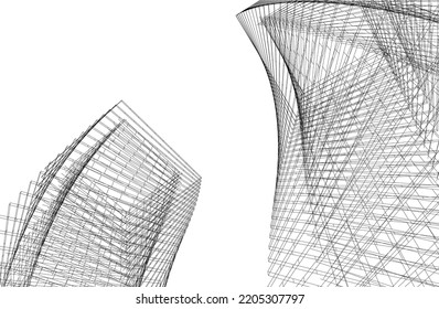 Abstract architecture building vector 3d illustration