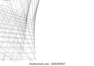 Abstract architecture building vector 3d illustration