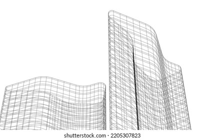 Abstract architecture building vector 3d illustration
