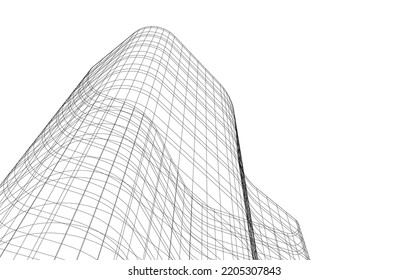 Abstract architecture building vector 3d illustration