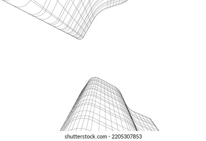 Abstract architecture building vector 3d illustration