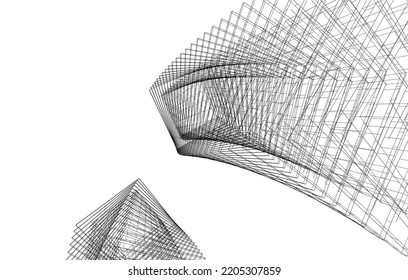 Abstract architecture building vector 3d illustration