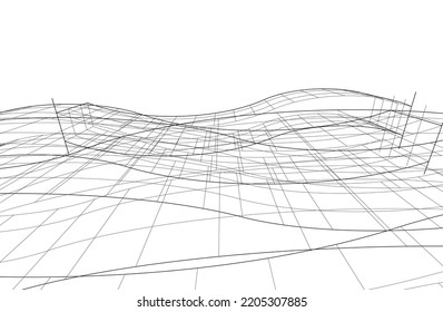 Abstract architecture building vector 3d illustration