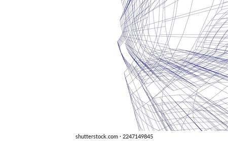 Abstract architecture building vector 3d illustration