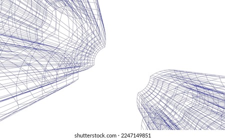 Abstract architecture building vector 3d illustration