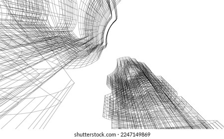 Abstract architecture building vector 3d illustration