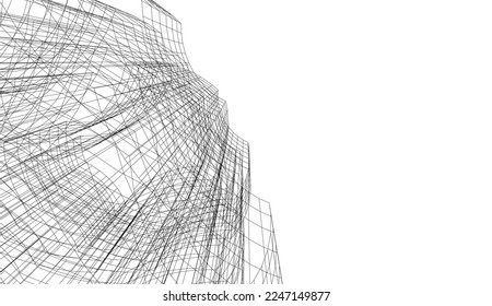 Abstract architecture building vector 3d illustration