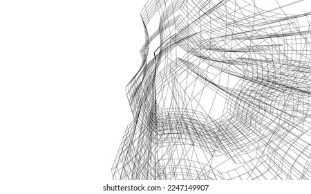 Abstract architecture building vector 3d illustration