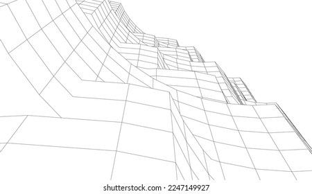 Abstract architecture building vector 3d illustration