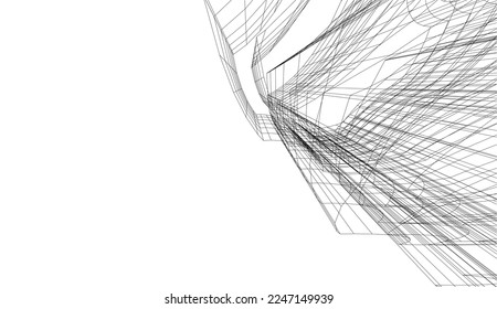 Abstract architecture building vector 3d illustration