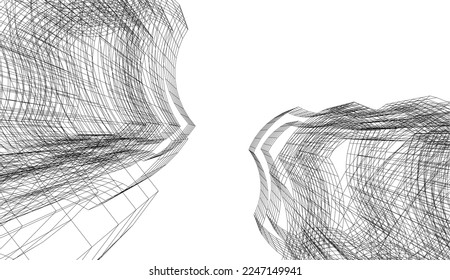 Abstract architecture building vector 3d illustration