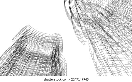 Abstract architecture building vector 3d illustration