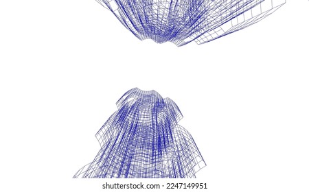 Abstract architecture building vector 3d illustration