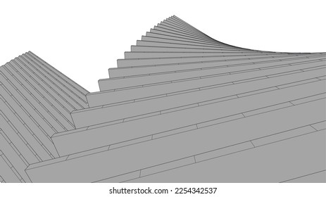 Abstract architecture building vector 3d illustration