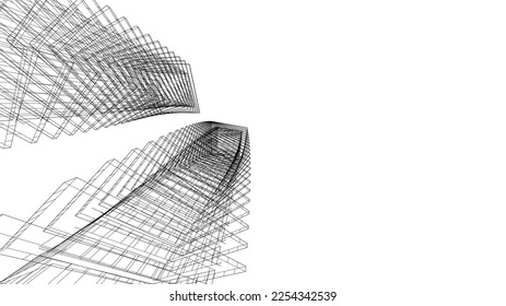 Abstract architecture building vector 3d illustration