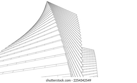 Abstract architecture building vector 3d illustration