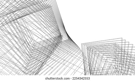 Abstract architecture building vector 3d illustration