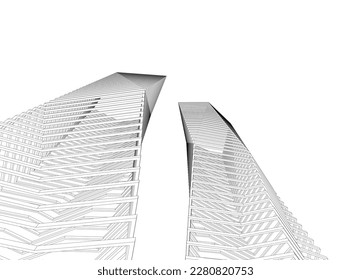 Abstract architecture building vector 3d illustration