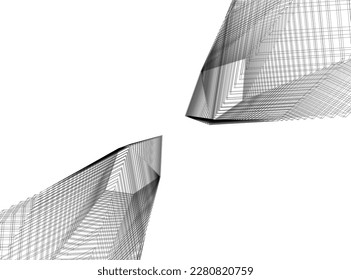 Abstract architecture building vector 3d illustration