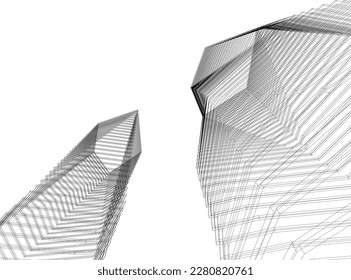 Abstract architecture building vector 3d illustration