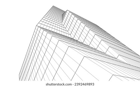 Abstract architecture building vector 3d illustration