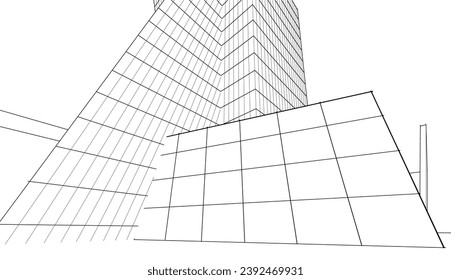 Abstract architecture building vector 3d illustration