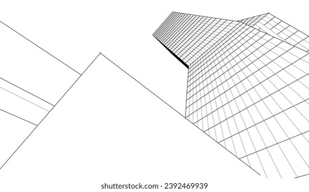 Abstract architecture building vector 3d illustration