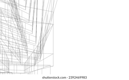Abstract architecture building vector 3d illustration