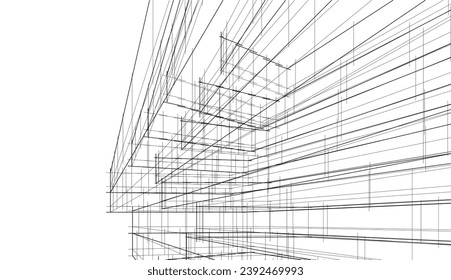 Abstract architecture building vector 3d illustration