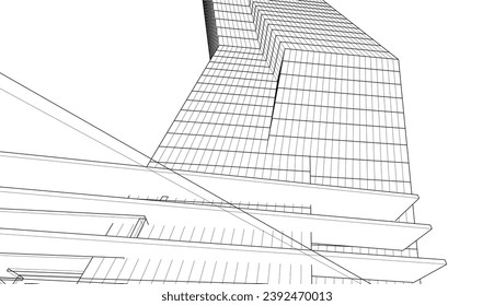 Abstract architecture building vector 3d illustration