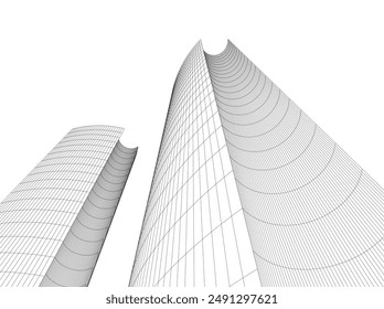 Vector de construcción de arquitectura Abstractas ilustración 3d