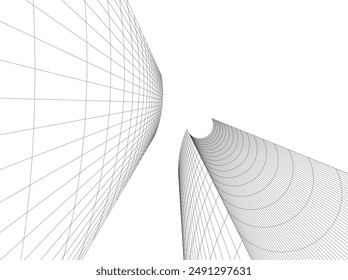 Abstract architecture building vector 3d illustration