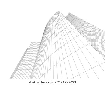 Abstract architecture building vector 3d illustration