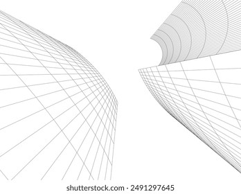 Abstract architecture building vector 3d illustration