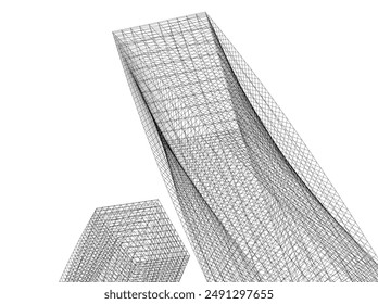 Abstract architecture building vector 3d illustration