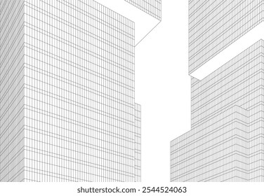abstract architecture building vector drawing