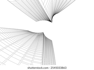abstract architecture building vector drawing