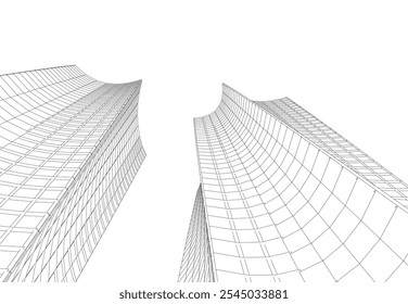 abstract architecture building vector drawing