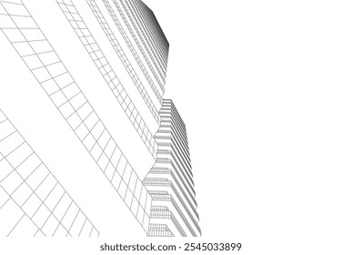 abstract architecture building vector drawing