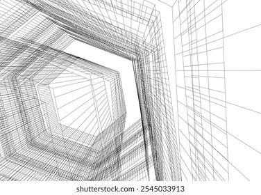 abstract architecture building vector drawing
