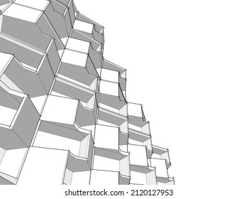 abstrakter Bau von Architektur, Vektorgrafik