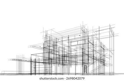 abstrakte Architektur Gebäude 3D-Rendering