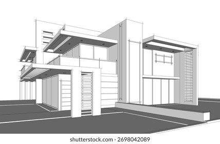 abstrakte Architektur Gebäude 3D-Rendering