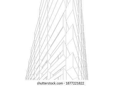 Abstract architecture buildings vector 3d illustration