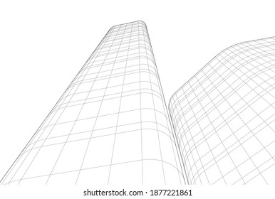 Abstract architecture buildings vector 3d illustration
