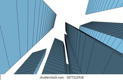 Abstract architecture buildings vector 3d illustration