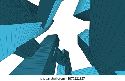 Abstract architecture buildings vector 3d illustration